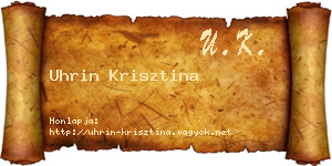Uhrin Krisztina névjegykártya